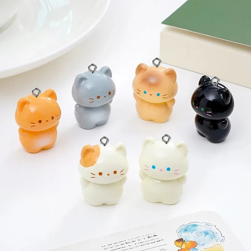 Resin Craft Projects - ชุด 10 ชิ้น จี้เรซินรูปแมวซิมายีส์ 3D แบบตั้งได้