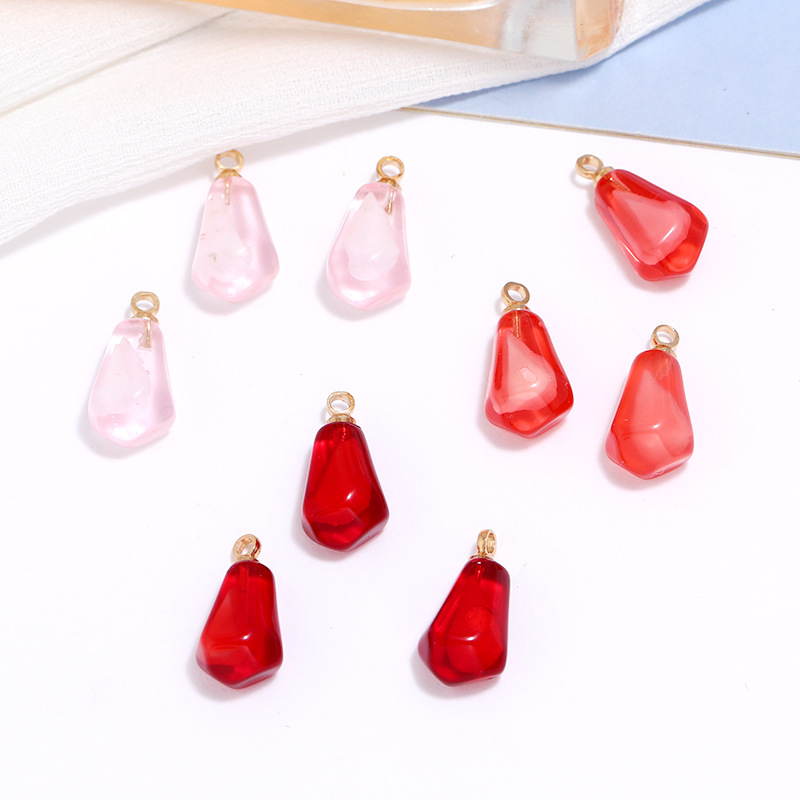Resin Craft Projects - จี้เรซิ่นรูปเมล็ดทับทิม 10 ชิ้น สำหรับทำต่างหู สร้อยคอ สร้อยข้อมือ