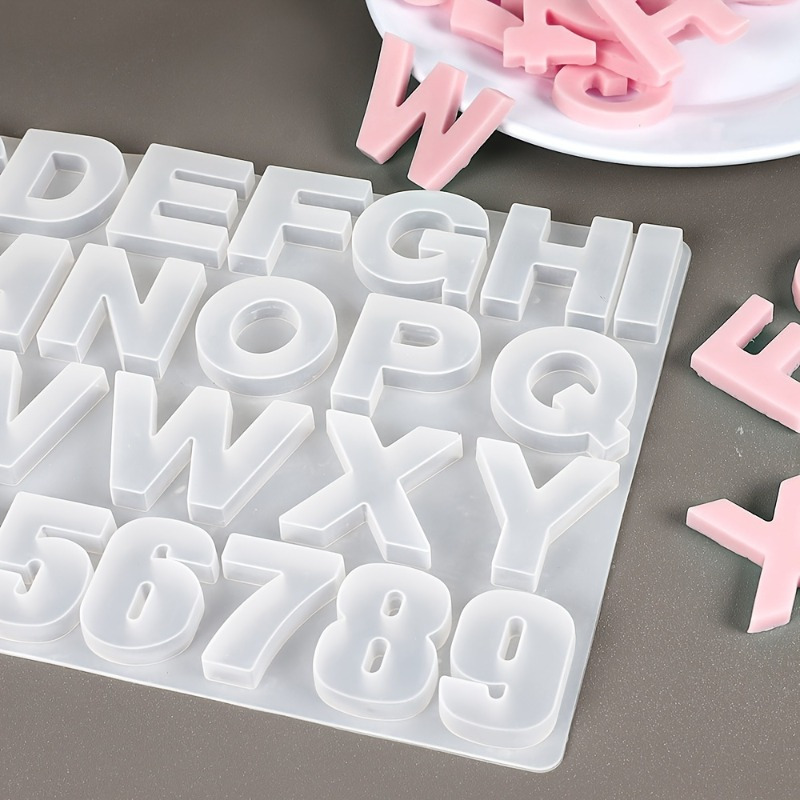 Serving Tray Mold - แม่พิมพ์ซิลิโคนตัวอักษร A ถึง Z แม่พิมพ์ซิลิโคนตัวอักษรและตัวเลข แม่พิมพ์เรซิ่นอีพ็อกซี่