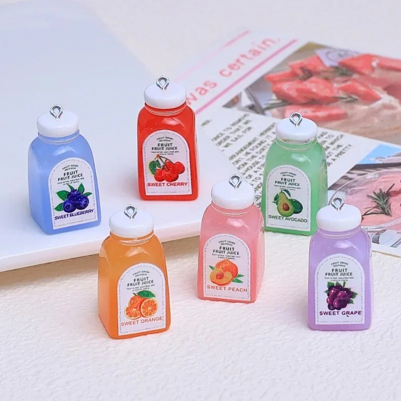 Resin Crafts Diy - 10 ชิ้น จี้เรซินรูปขวดน้ำเชอร์รี่สีส้ม 3D น่ารัก สำหรับงานประดิษฐ์