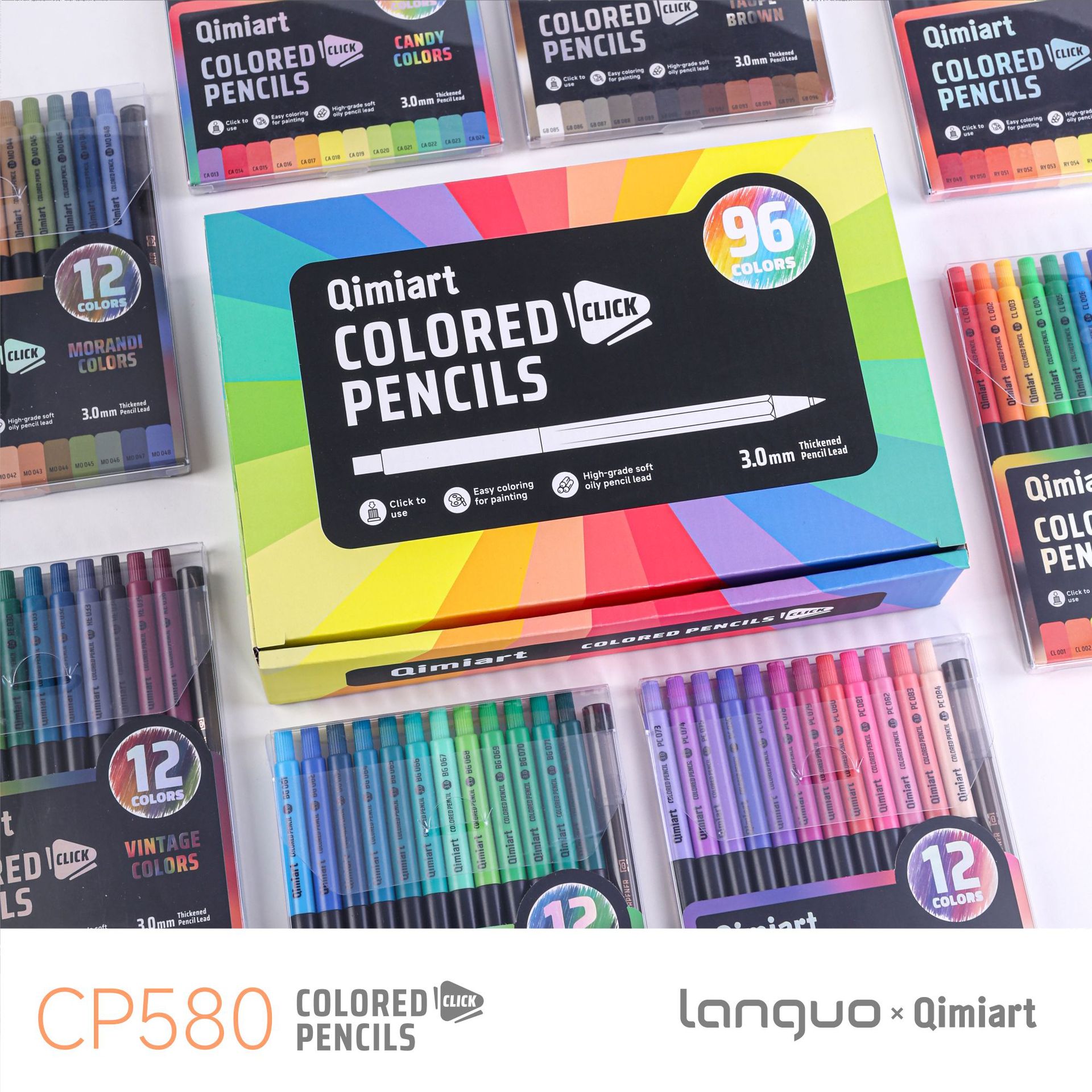 Staedtler Pencil Lumocolor - ชุดดินสอสีแบบกด 96 สี Qimiart CP580 ไส้ดินสอสีน้ำมัน