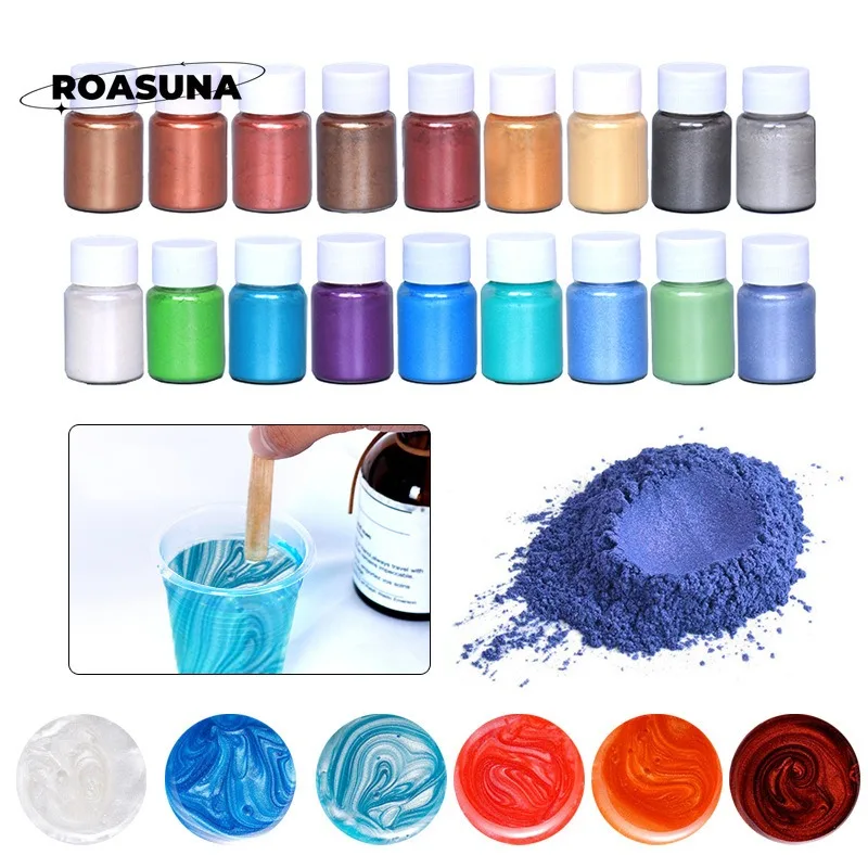 Resin Pigment Set - 24 สี Mica ผงไข่มุกสําหรับอีพ็อกซี่เรซิ่น,สบู่,เทียน, chameleon ผง