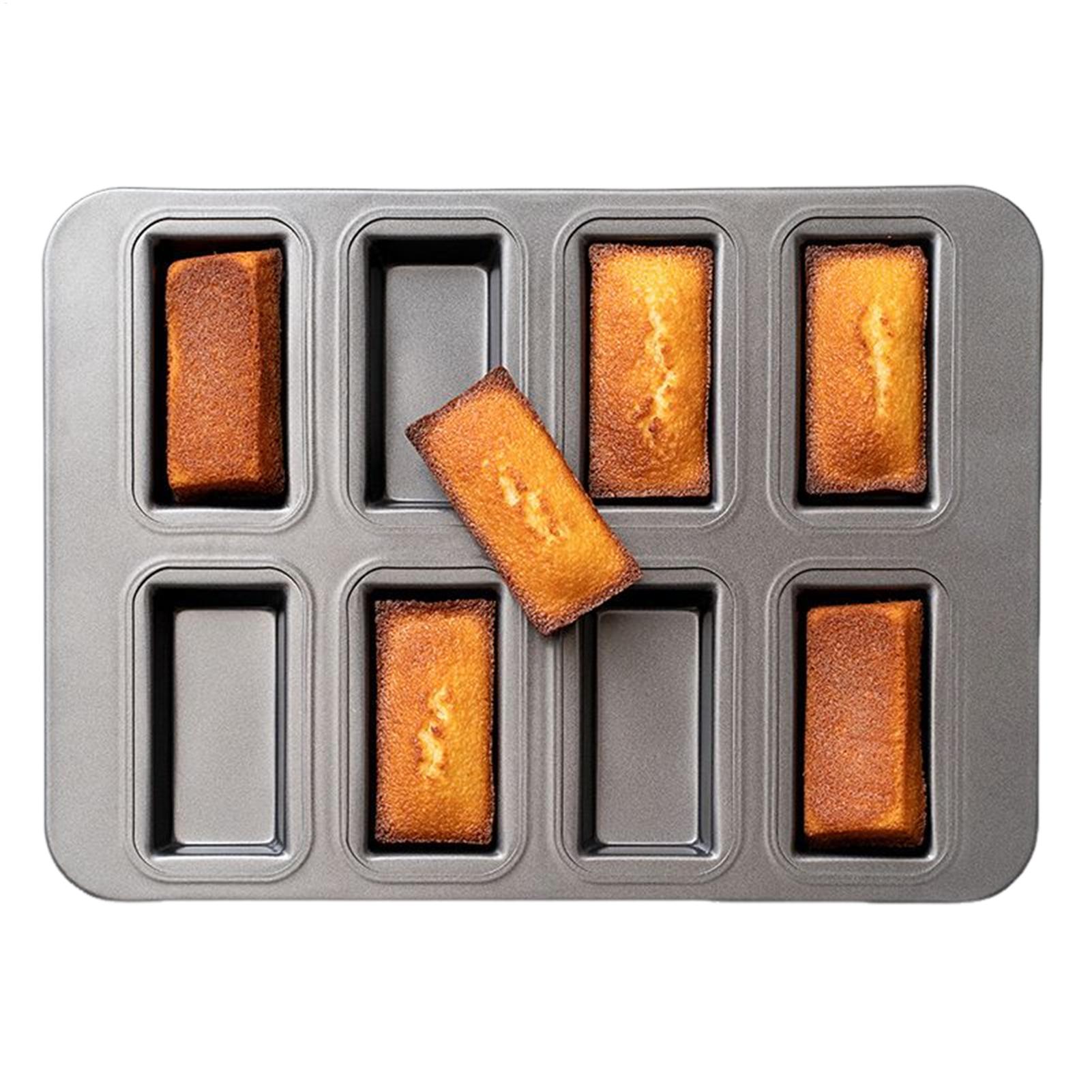 Serving Tray Mold - แม่พิมพ์เค้กเหล็กกล้าคาร์บอนแบบไม่ติดกระทะอบ 8 ช่องแบ่งส่วน รูปทรงสี่เหลี่ยมผืนผ้า สำหรับมัฟฟิน บราวนี่