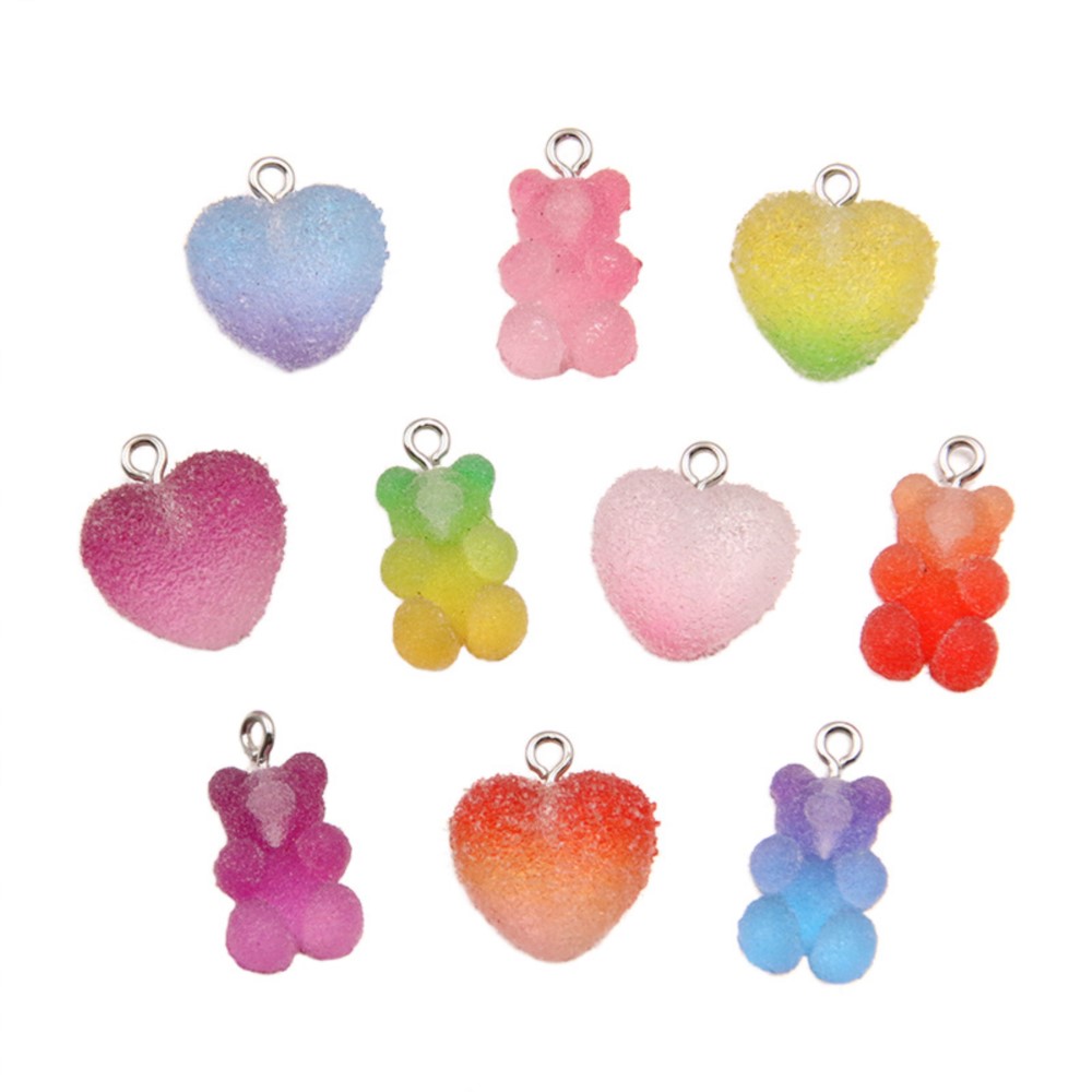 Resin Craft Projects - 20 ชิ้นGradientสีCandyเรซิ่นหมีStar Heart Charmsจี้สําหรับพวงกุญแจDIYสร้อยคอต่างหูเครื่องประดับทําอุปกรณ์