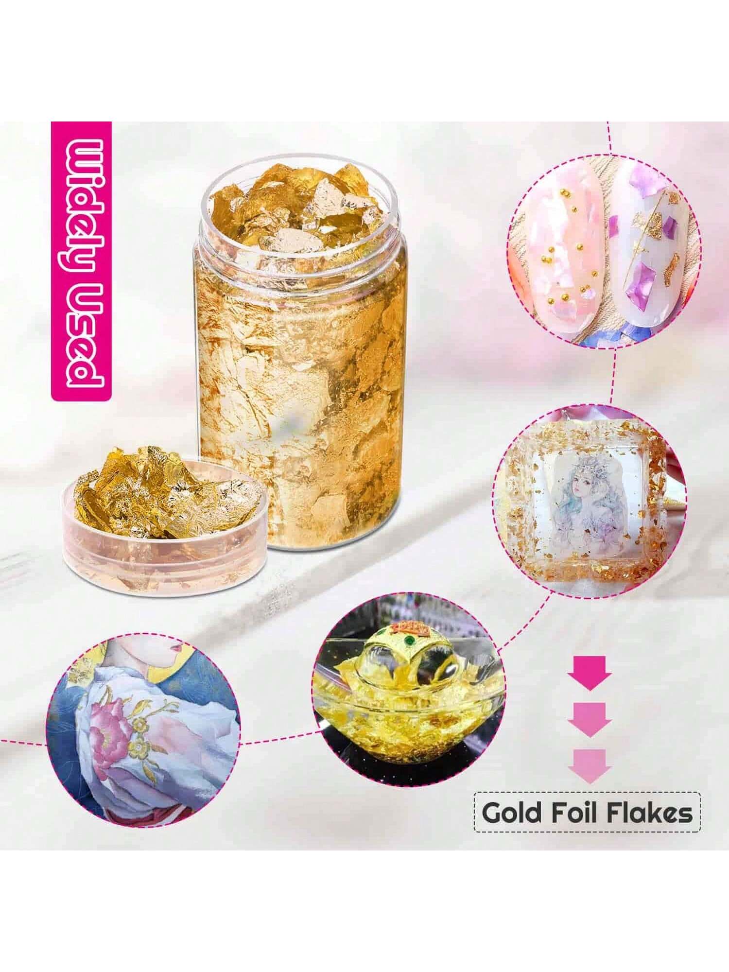 แผ่นทองคำเปลว สำหรับตกแต่งเค้ก - Gold Foil Flakes บทวิจารณ์และราคา