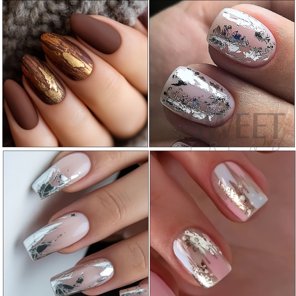 สติกเกอร์ติดเล็บลายฟอยล์ 10 แบ - Gold Foil Flakes บทวิจารณ์และราคา