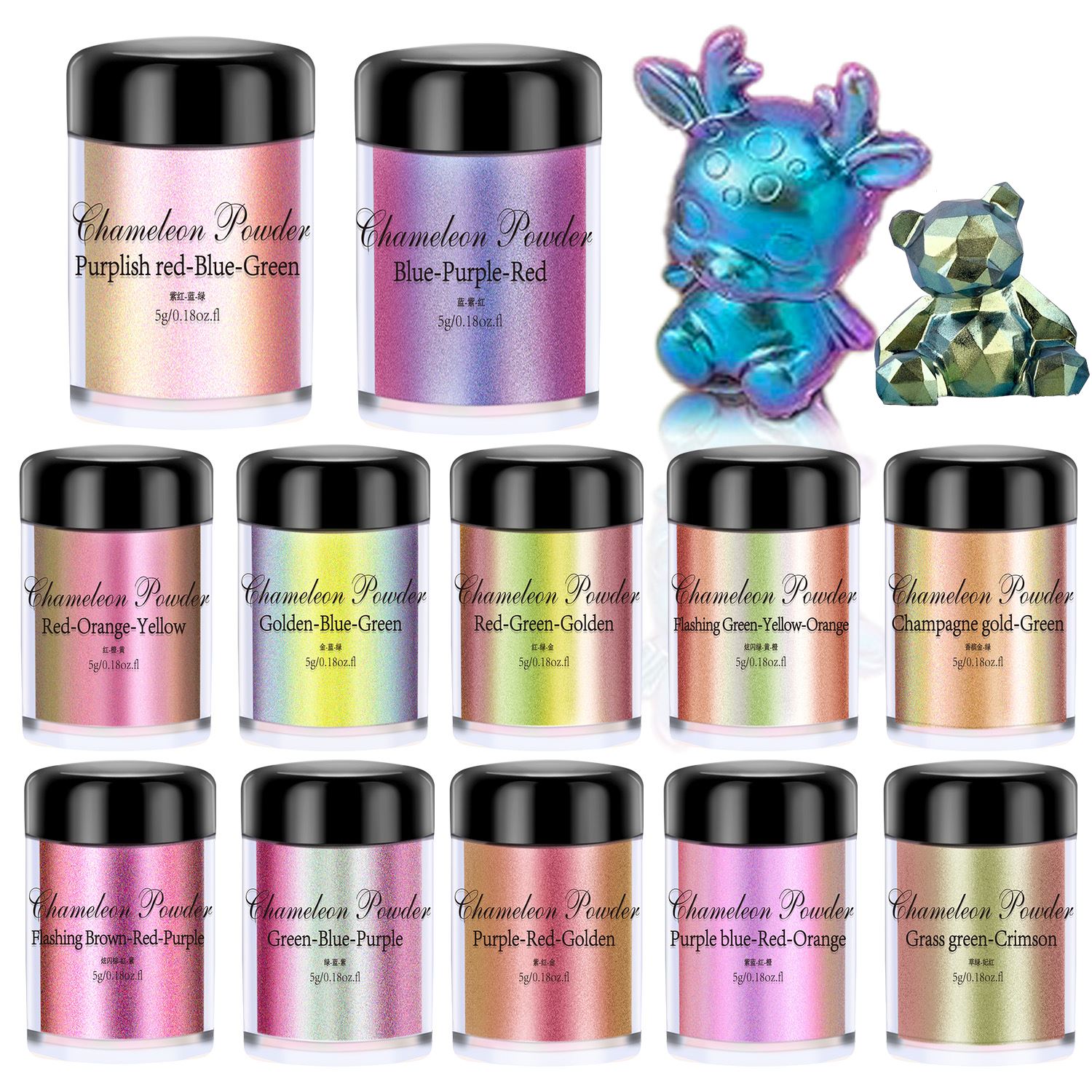 5g Chameleon ผงเล็บย้อมสี Mica - Resin Pigment Set บทวิจารณ์และราคา